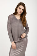 AVANT TOI Linen Pullover Sweater with Lamination in Lavender