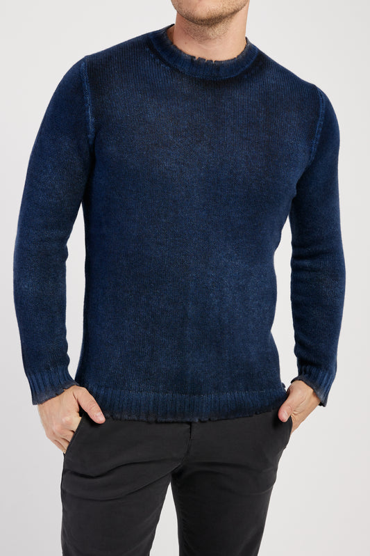 AVANT TOI Off Gauge Destroyed Pullover Sweater In Midnight