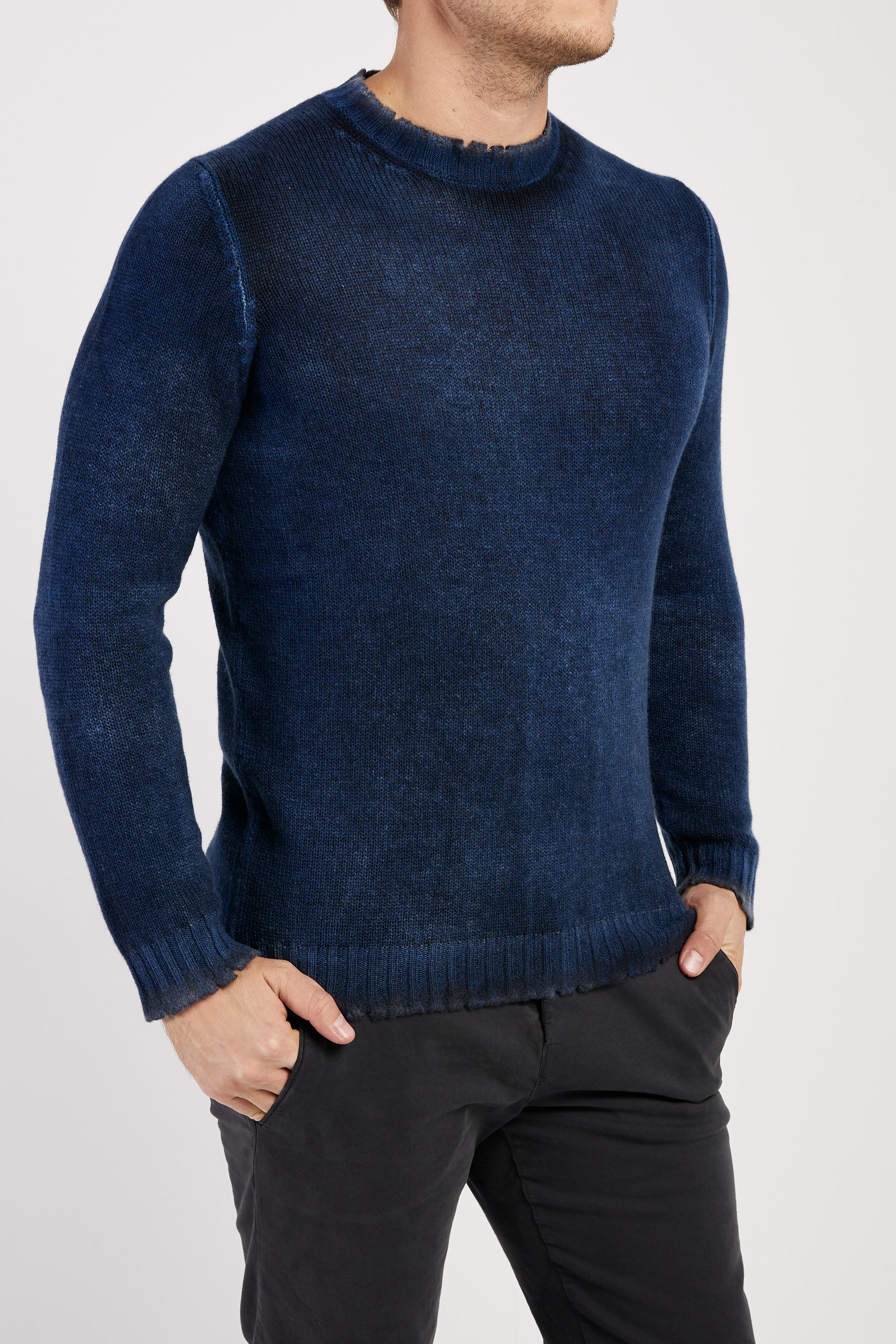 AVANT TOI Off Gauge Destroyed Pullover Sweater In Midnight