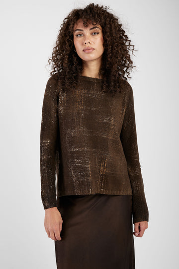 AVANT TOI Off Gauge Pullover Sweater with Lamination in Sughero