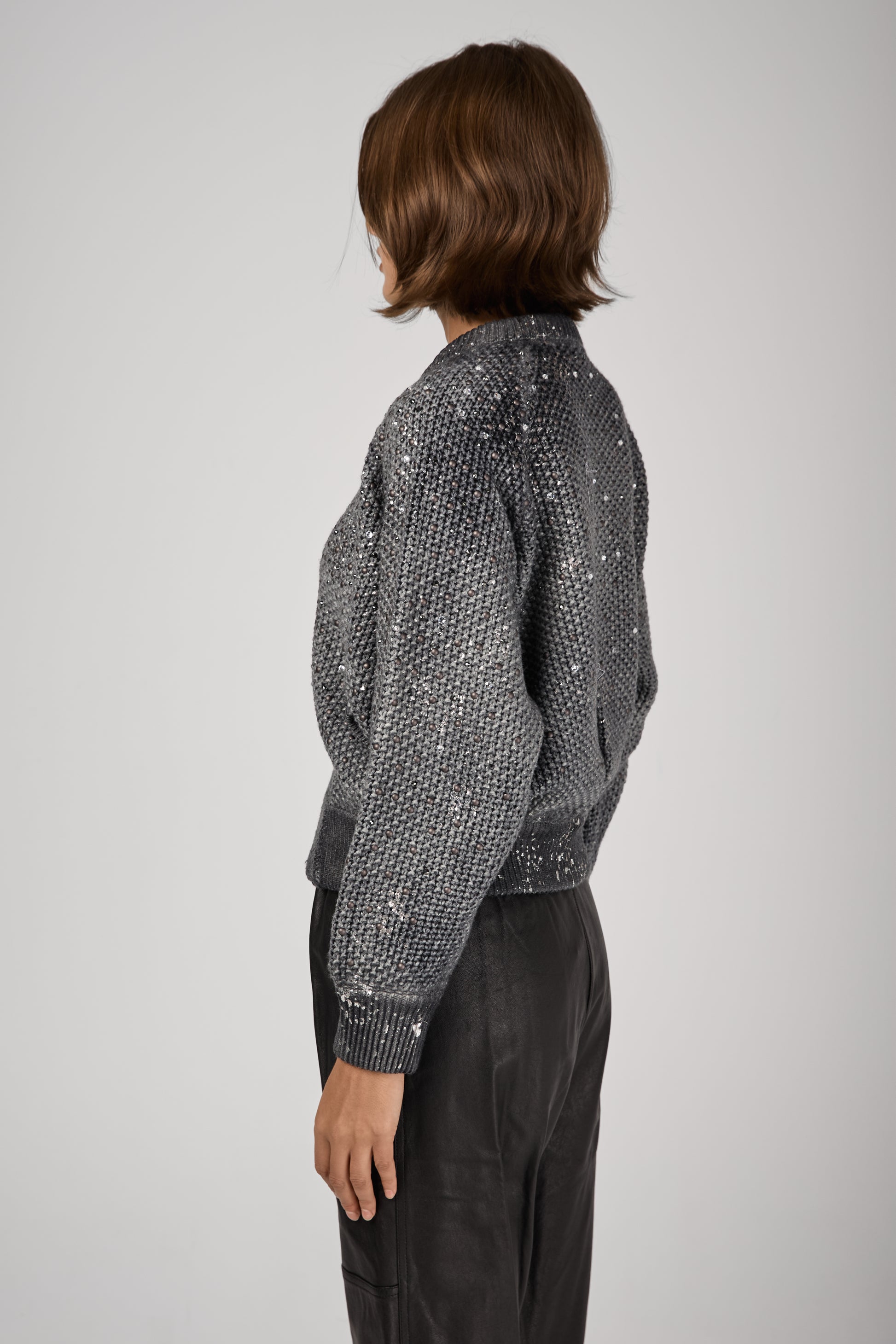 AVANT TOI Shadow Lamination Strassed Bomber Jacket in Husky