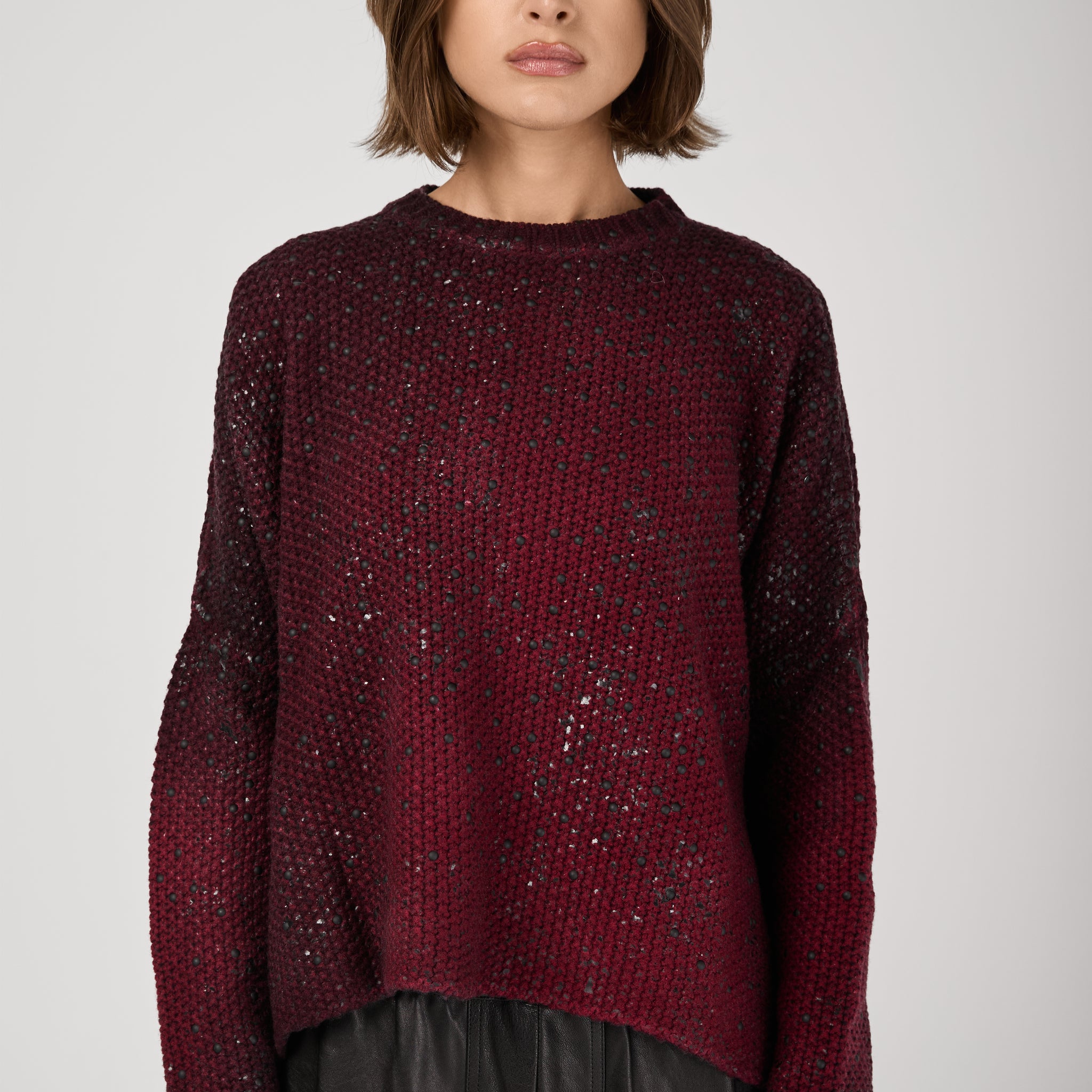 AVANT TOI Shadow Lamination Studded Oversized Pullover in Wine