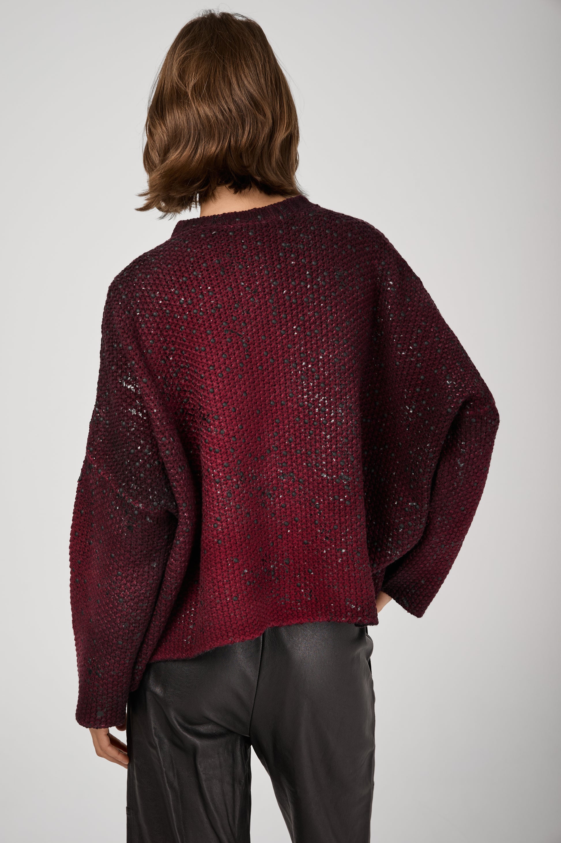 AVANT TOI Shadow Lamination Studded Oversized Pullover in Wine