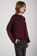 AVANT TOI Shadow Lamination Studded Oversized Pullover in Wine