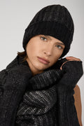 AVANT TOI Silver Dust Effect Corn Cob Stitch Neck-Warmer in Nero