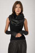 AVANT TOI Silver Dust Effect Corn Cob Stitch Neck-Warmer in Nero