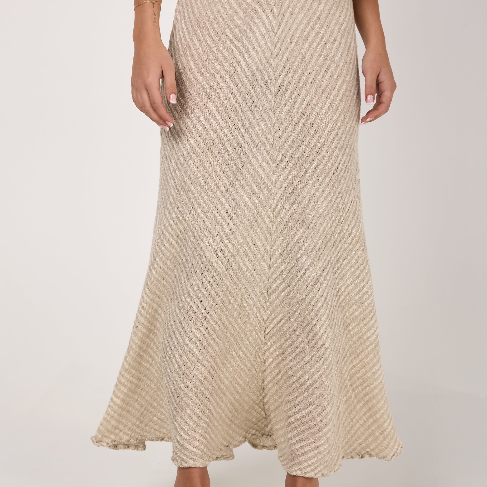Gonna Mosè Garza Uffizi Linen Skirt in Naturale