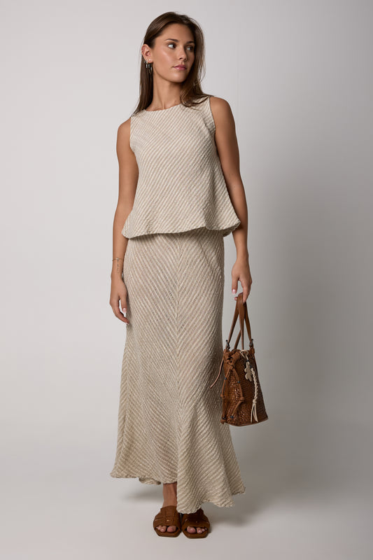 Gonna Mosè Garza Uffizi Linen Skirt in Naturale