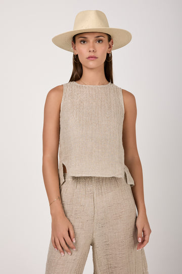 Linen Top Guappo Increspato in Naturale