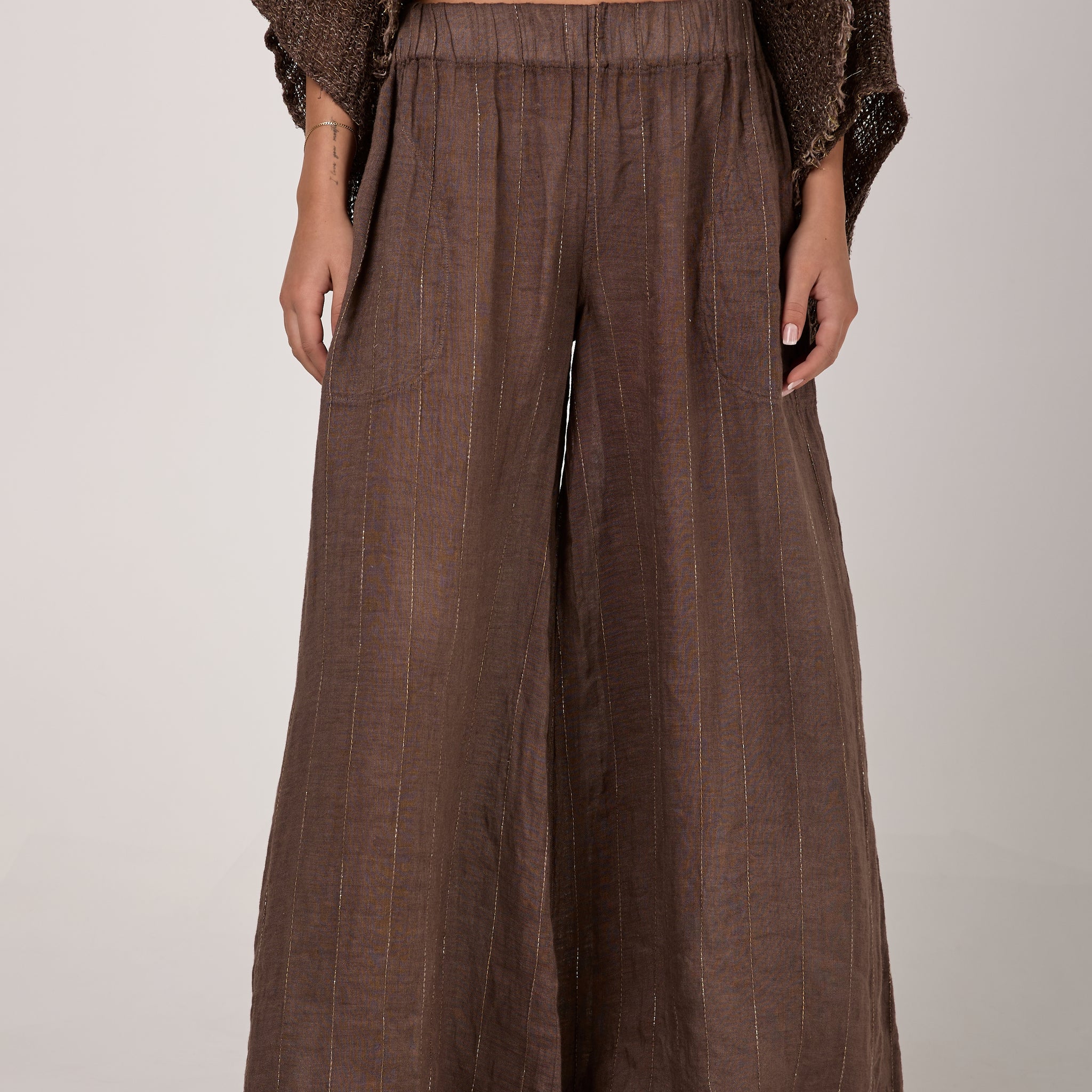 Pantalone Canova Filo Louvre Linen Pant in Carrubo