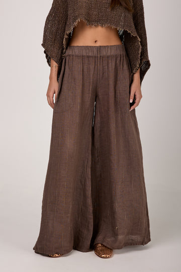 Pantalone Canova Filo Louvre Linen Pant in Carrubo