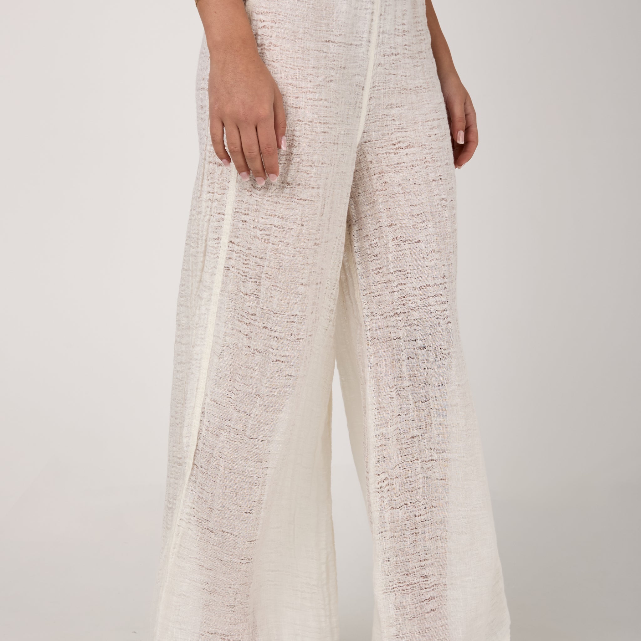 Pantalone Rock Garzata Linen Pant in Latte