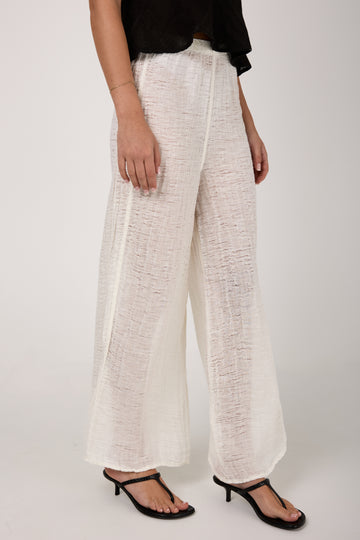 Pantalone Rock Garzata Linen Pant in Latte
