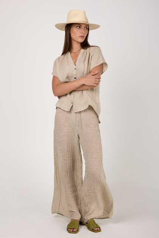 Pantalone Rock Garzata Linen Pant in Naturale