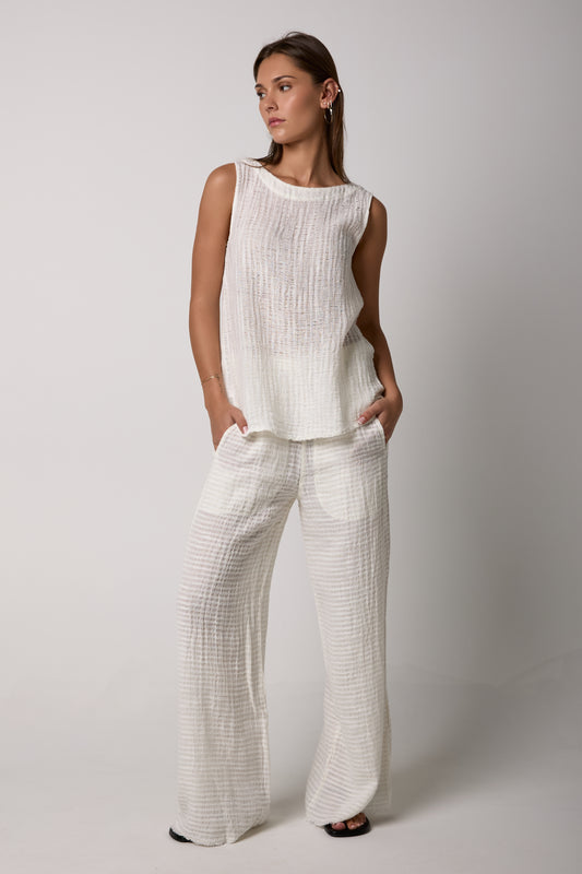 Pantalone Tritone Tela Uffizi Linen Pant in Latte