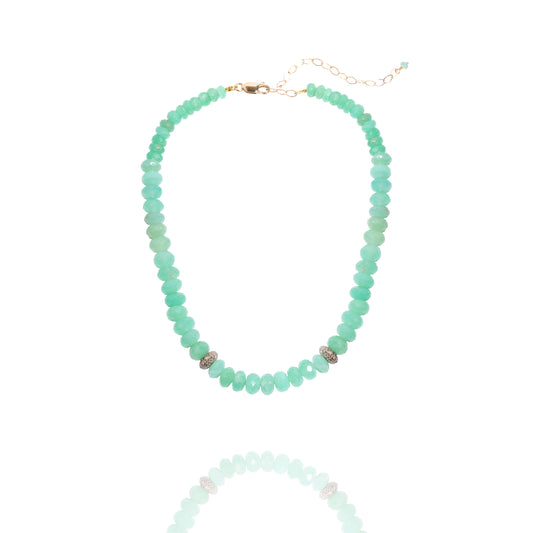 L.A. STEIN Beaded Chrysoprase Choker Necklace