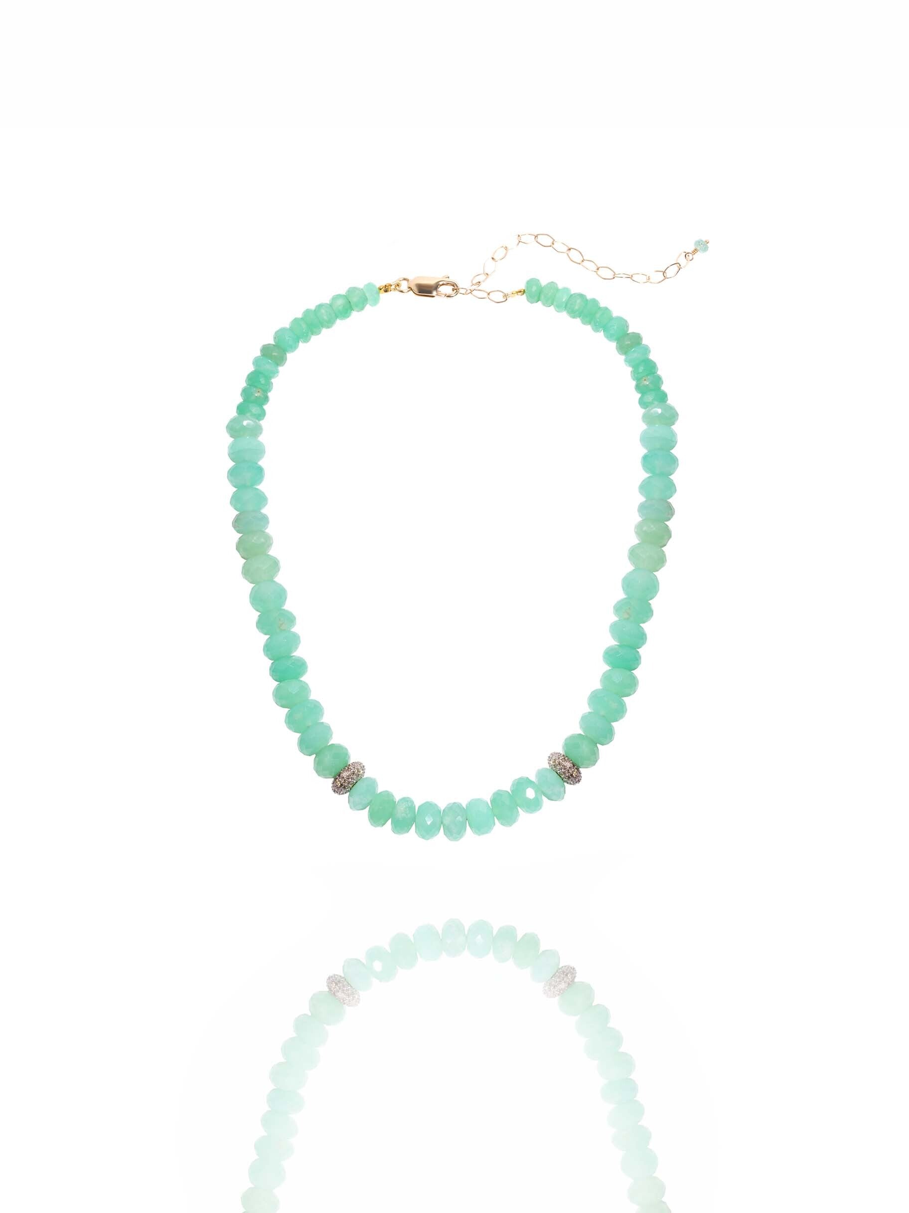 L.A. STEIN Beaded Chrysoprase Choker Necklace