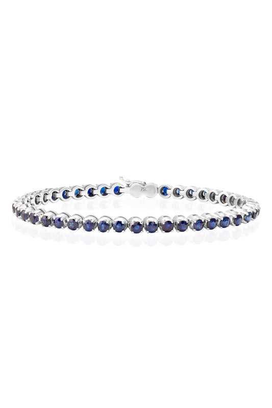 VELINA Blue Sapphire Tennis Bracelet in 18k White Gold