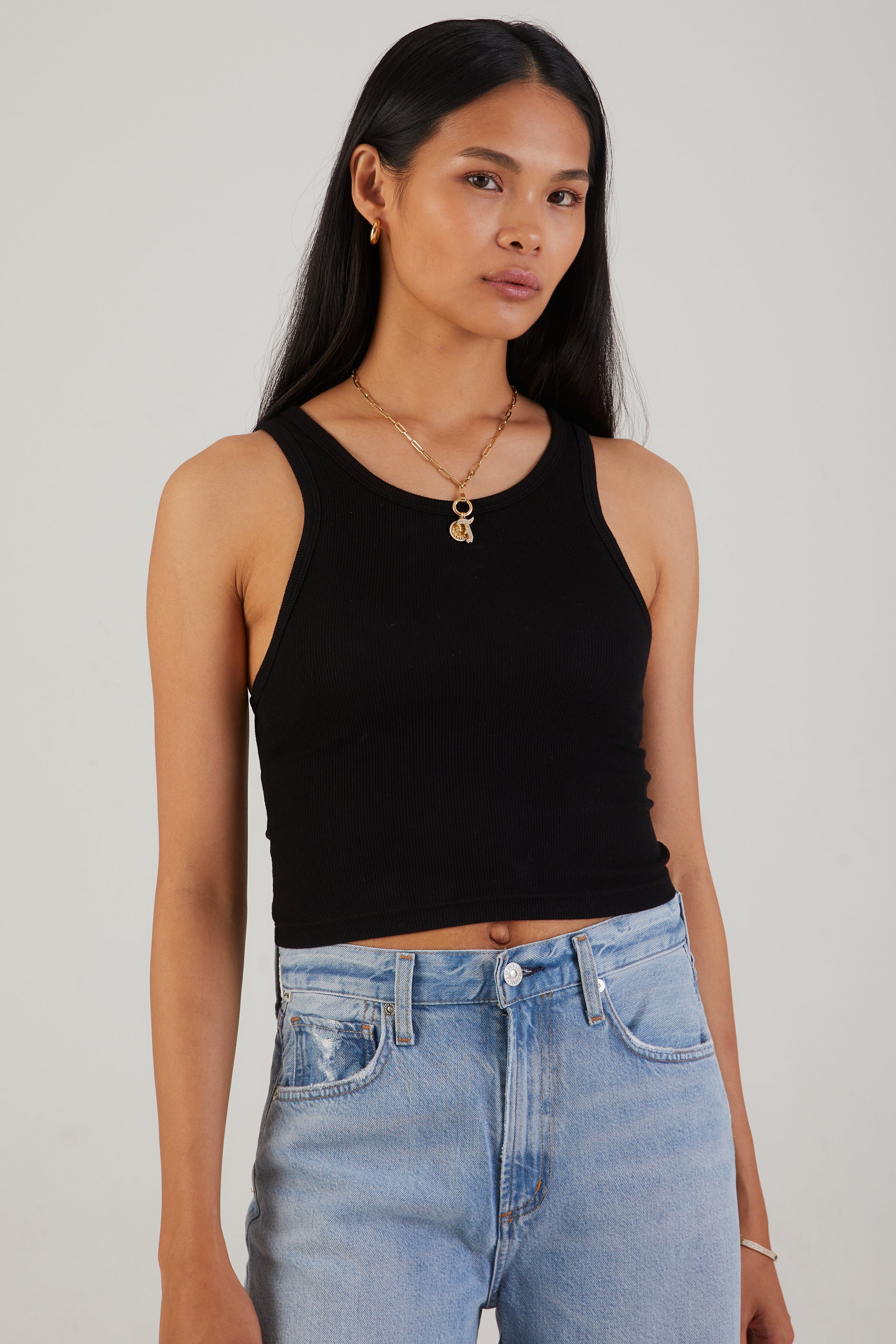 Verona Crop Tank in Jet Black