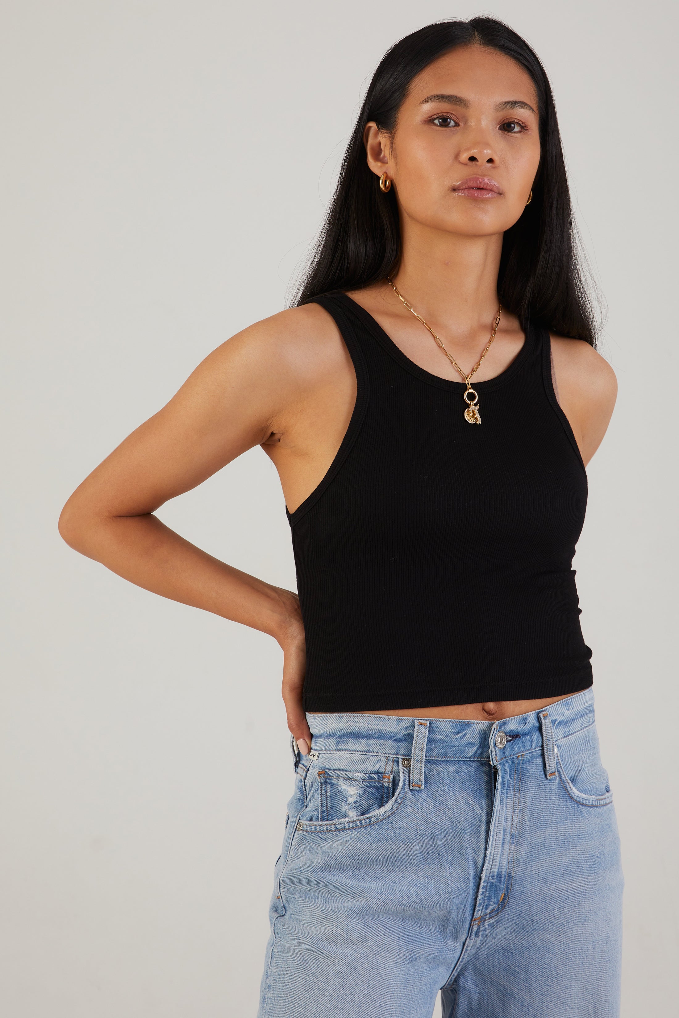 Verona Crop Tank in Jet Black