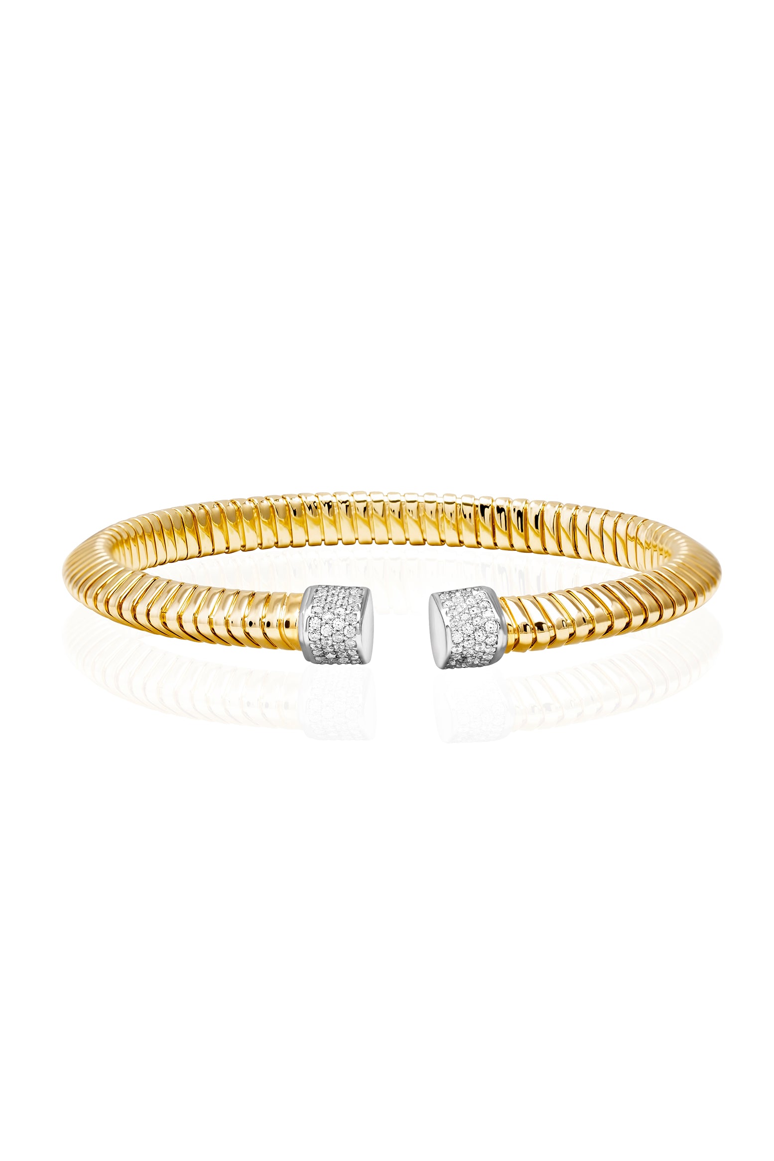 Double Crystal Pavé Tubogas Bracelet in 925 Silver Gold