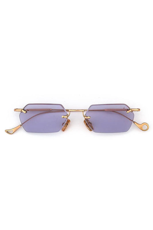 EYEPETIZER Tank Sunglasses in Rose Gold and Violet