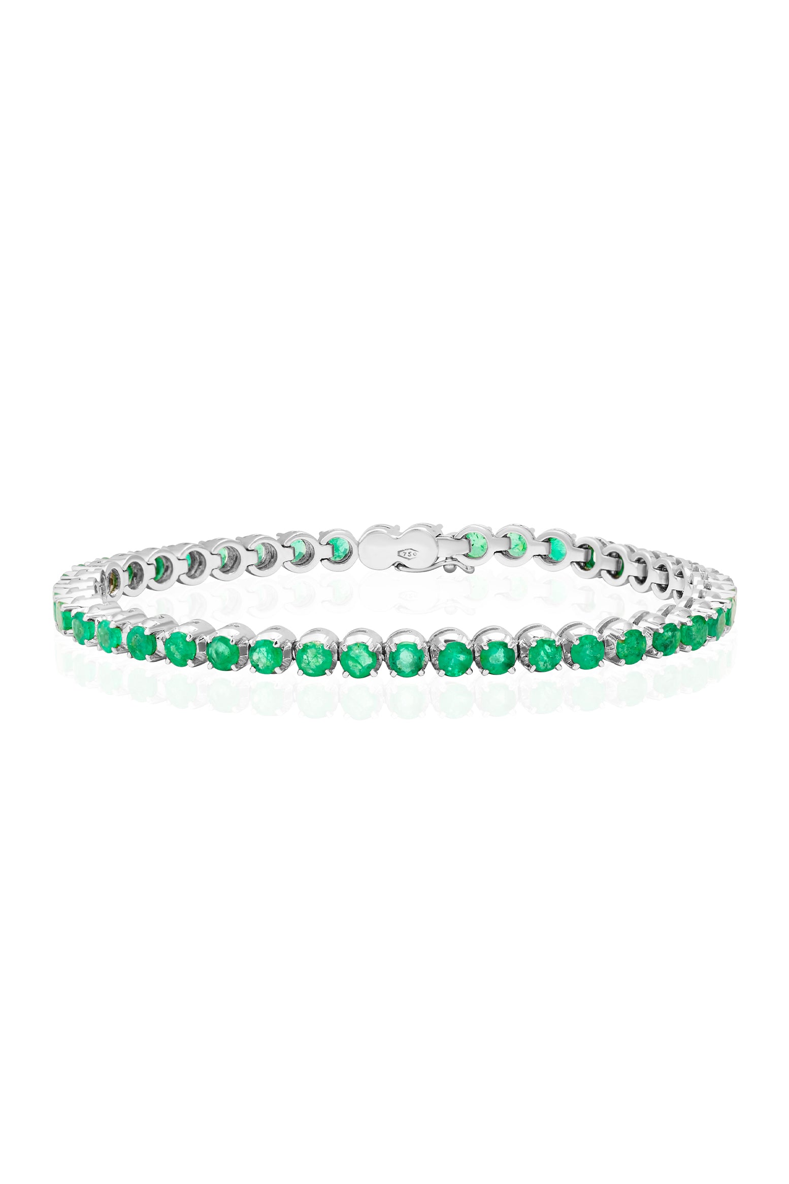 Emerald Tennis Bracelet in 18k White Gold