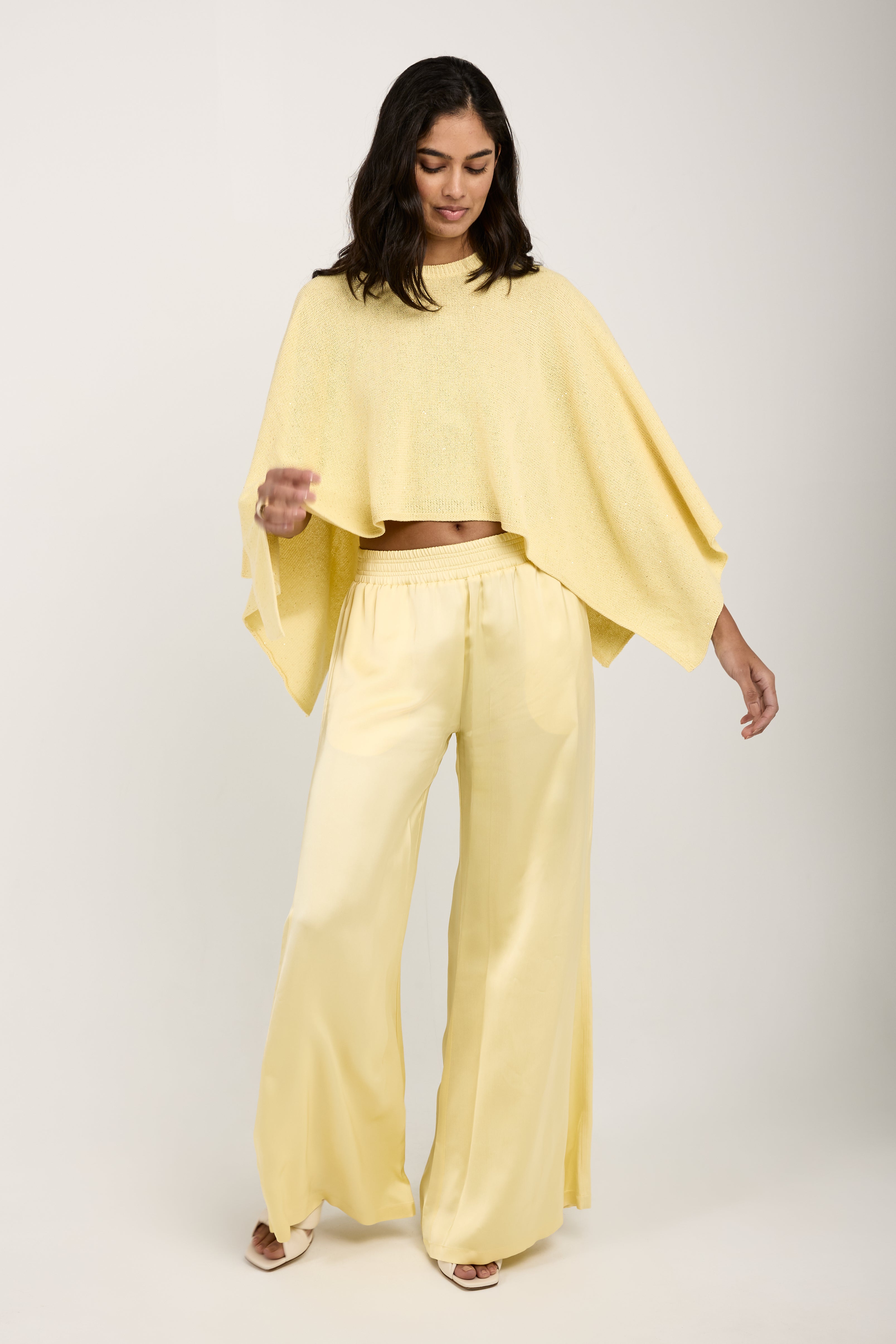 Wide Leg Viscose Pant in Yellow