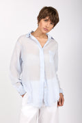 FORTE FORTE Cotton Silk Voile Oversized Shirt in Sky