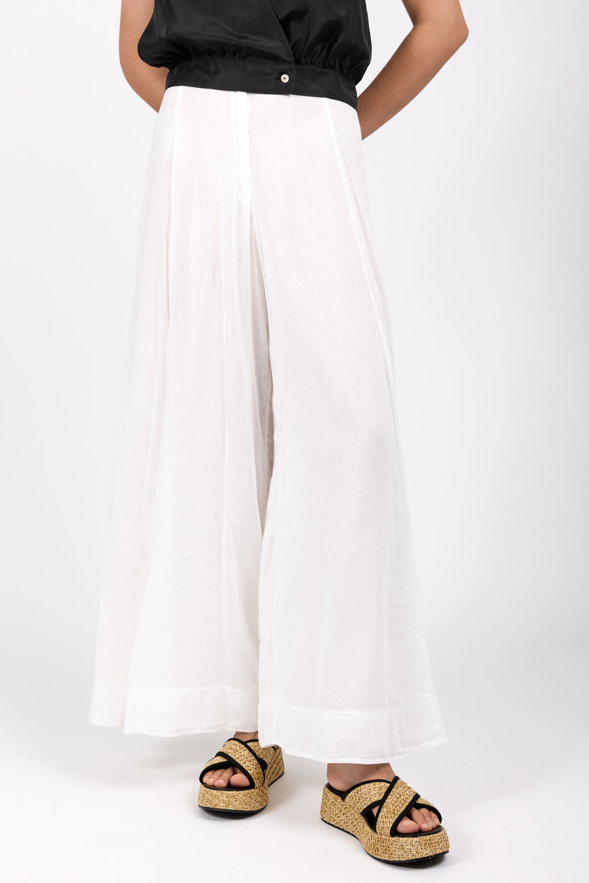 FORTE FORTE Cotton Silk Voile Pant in Pure White