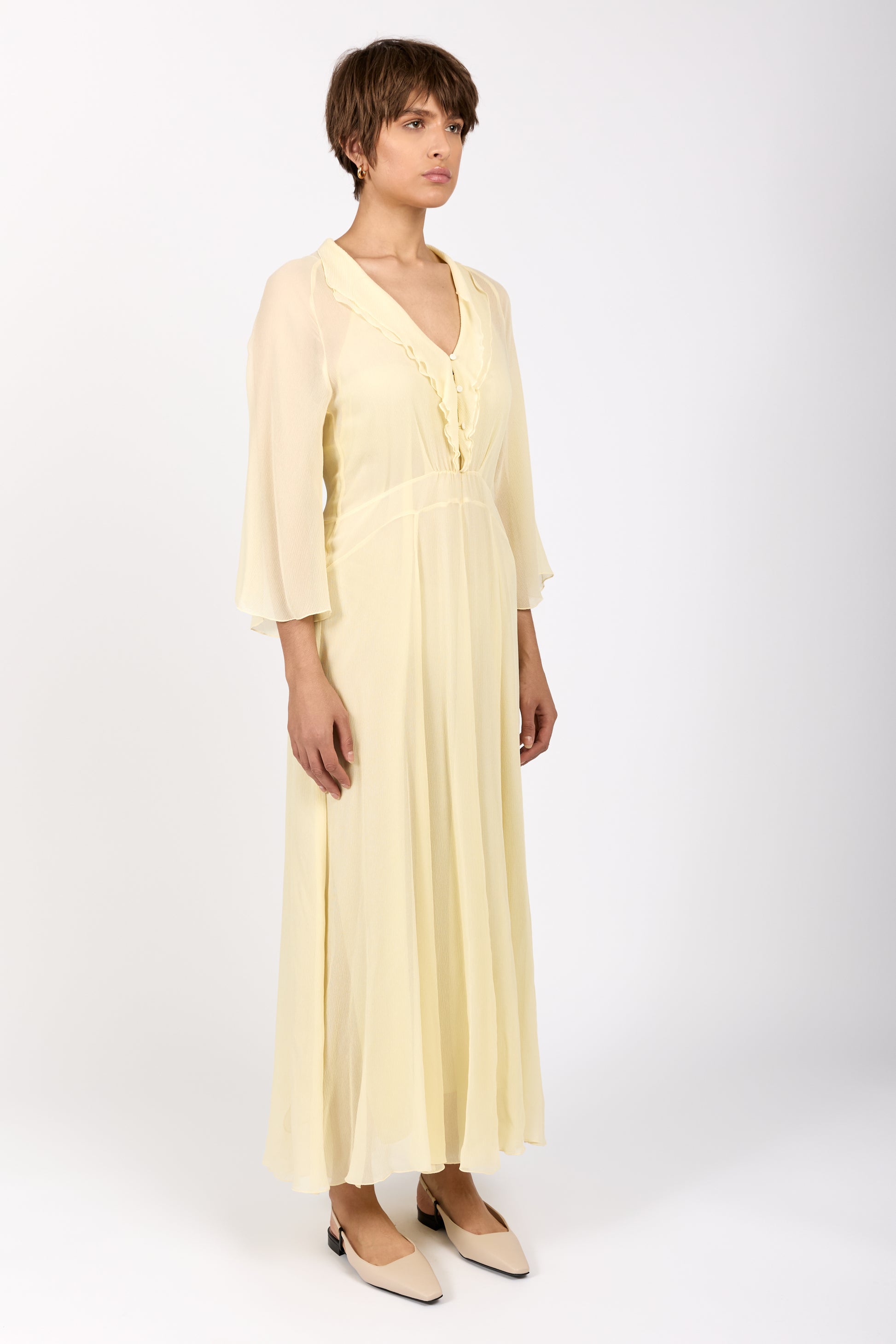 FORTE FORTE Creponne Silk Dress in Luce