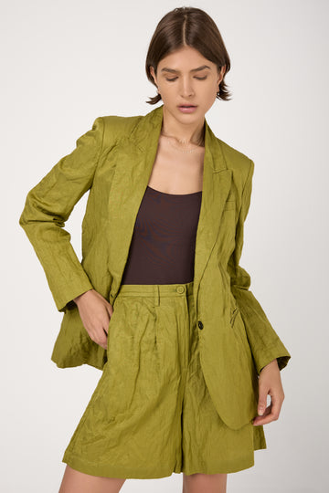 Crinkled Cotton Jacket in Aloe