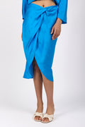 FORTE FORTE Étoile Jacquard Satin Skirt in Turquoise