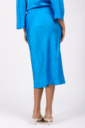 FORTE FORTE Étoile Jacquard Satin Skirt in Turquoise