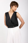 FORTE FORTE Habotai Silk Wrapover Top in Nero