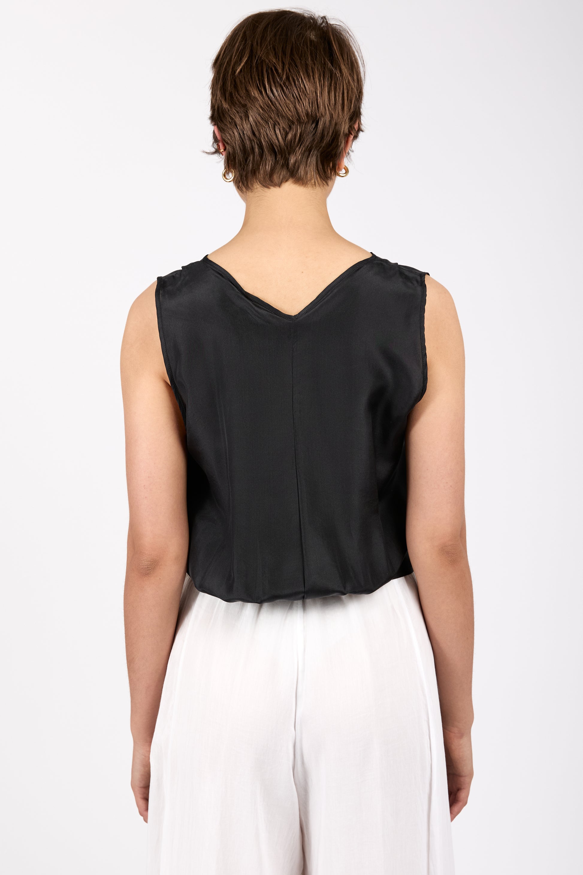 FORTE FORTE Habotai Silk Wrapover Top in Nero