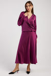 FORTE FORTE Silk Satin Skirt in Ruby