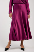 FORTE FORTE Silk Satin Skirt in Ruby