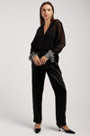 FORTE FORTE 'Enchanted' Embroidery Chic Georgette Shirt in Noir