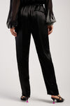 FORTE FORTE Viscose Satin Chic Elasticated Pants in Noir