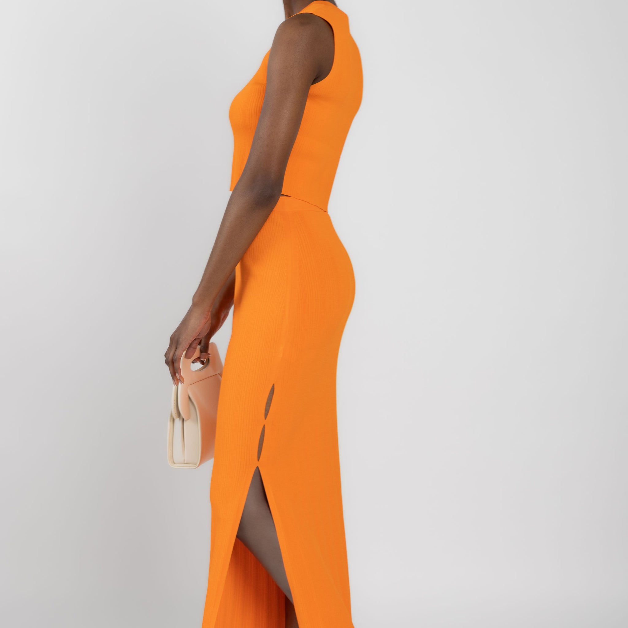 orange ribbed cut out dress Brilho cutout metallic ribbed-knit mini dress - orange