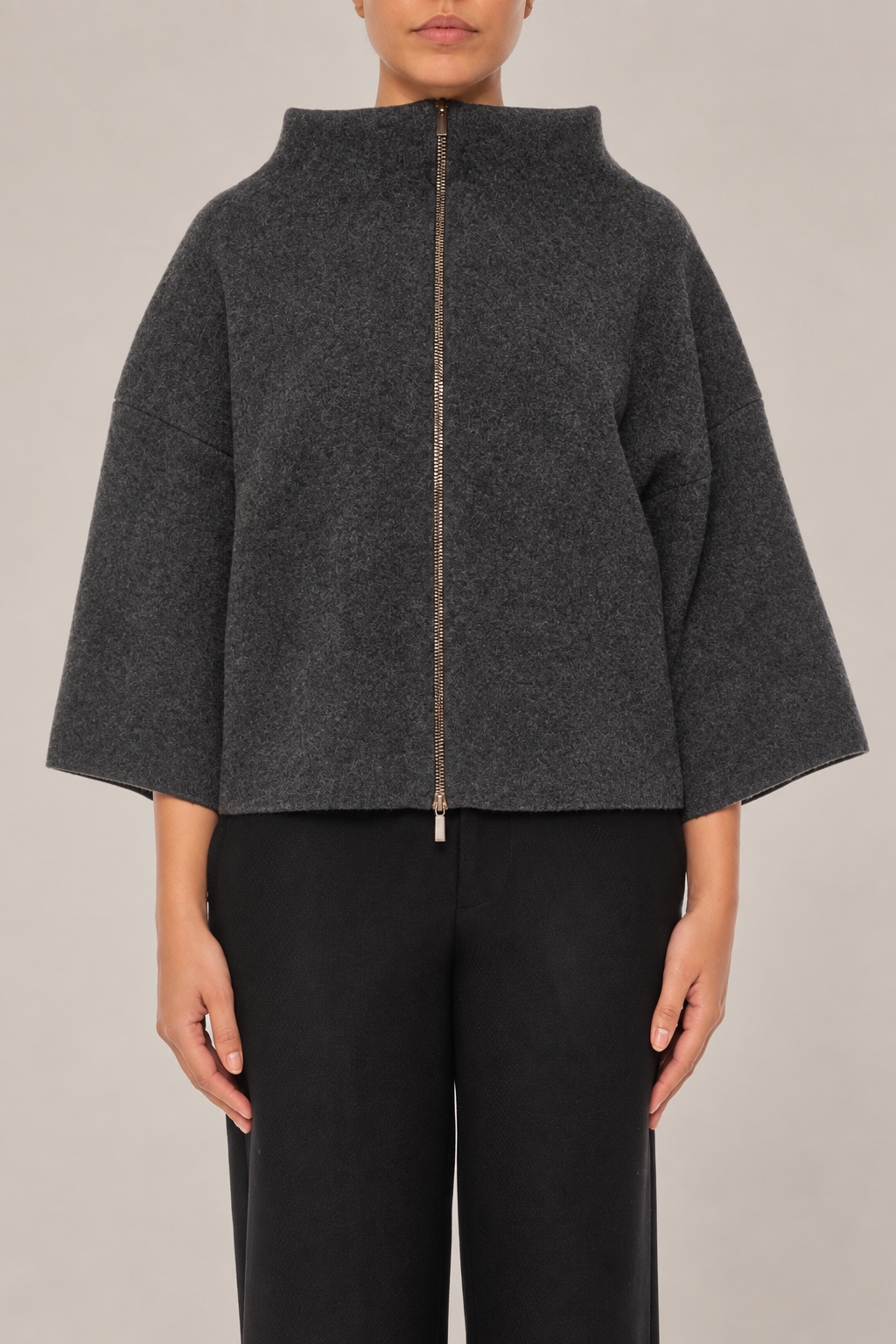 Cashmere Knit Jacket in Antracite