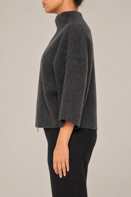 Cashmere Knit Jacket in Antracite