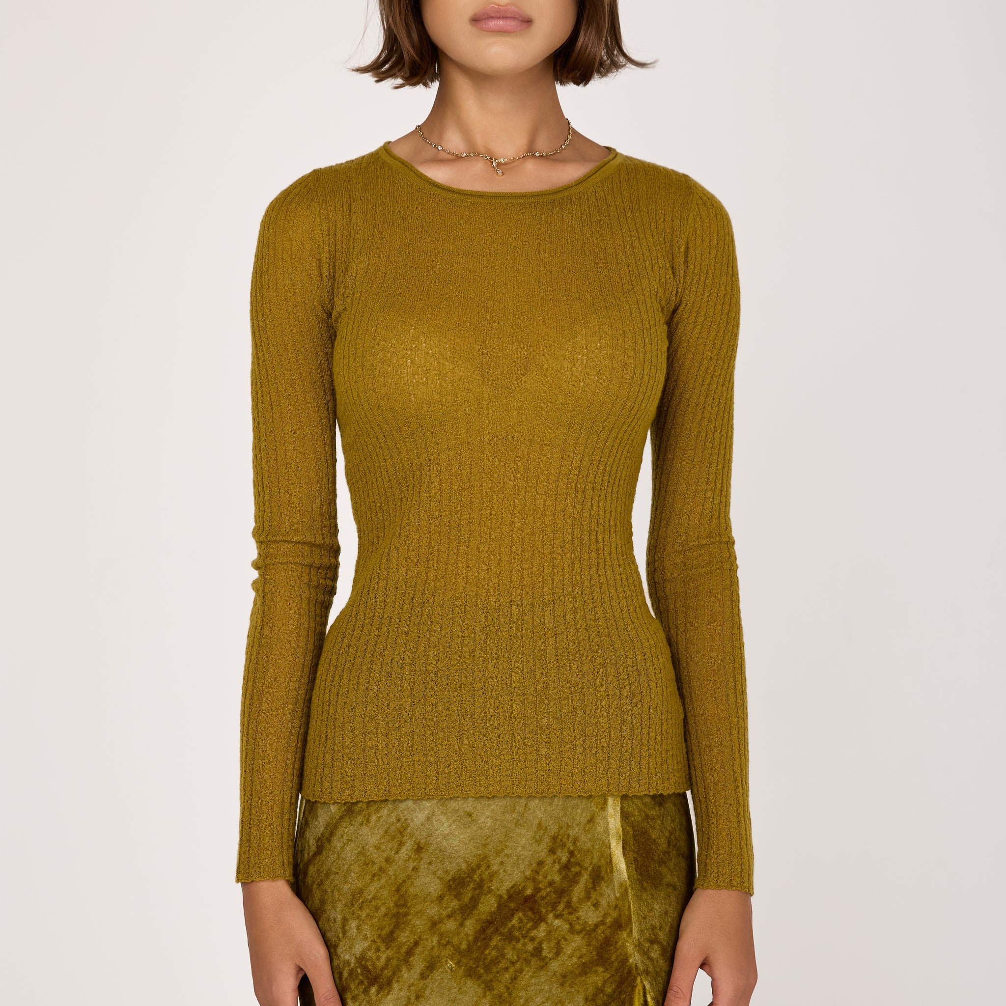 Cashmere Knit Sweater in Oliva