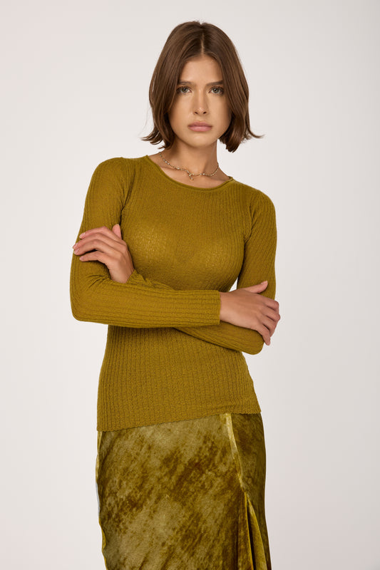 Cashmere Knit Sweater in Oliva