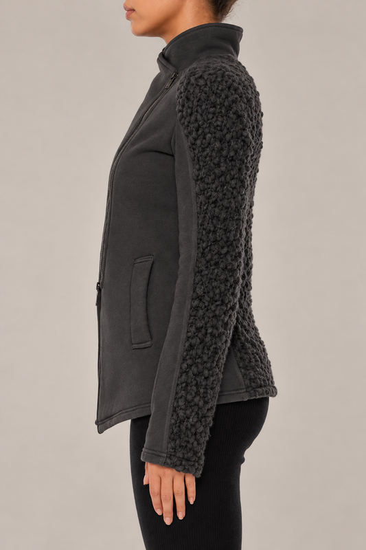 Cotton Knit Jacket in Dark Dust