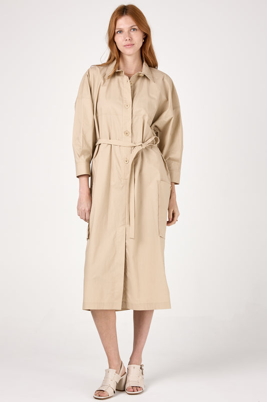 Cotton Woven Dress in Pietra