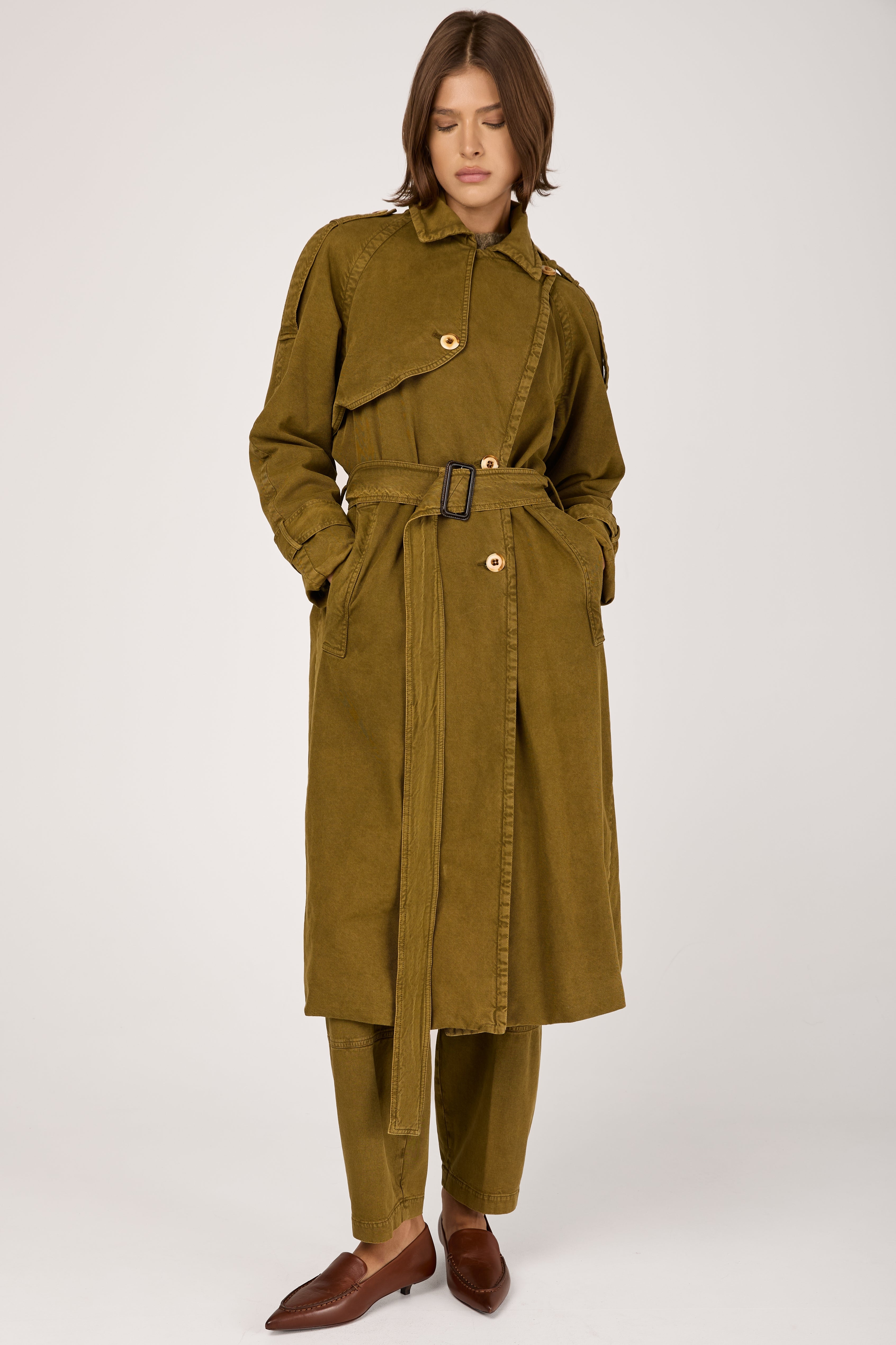 【美品】＜H＞ AETHTETIC BELTED COAT/コート GENTRYPORTOFINOCottonWovenTren