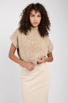 GENTRYPORTOFINO Cropped Knit Wool Sweater in Champagne