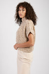 GENTRYPORTOFINO Cropped Knit Wool Sweater in Champagne